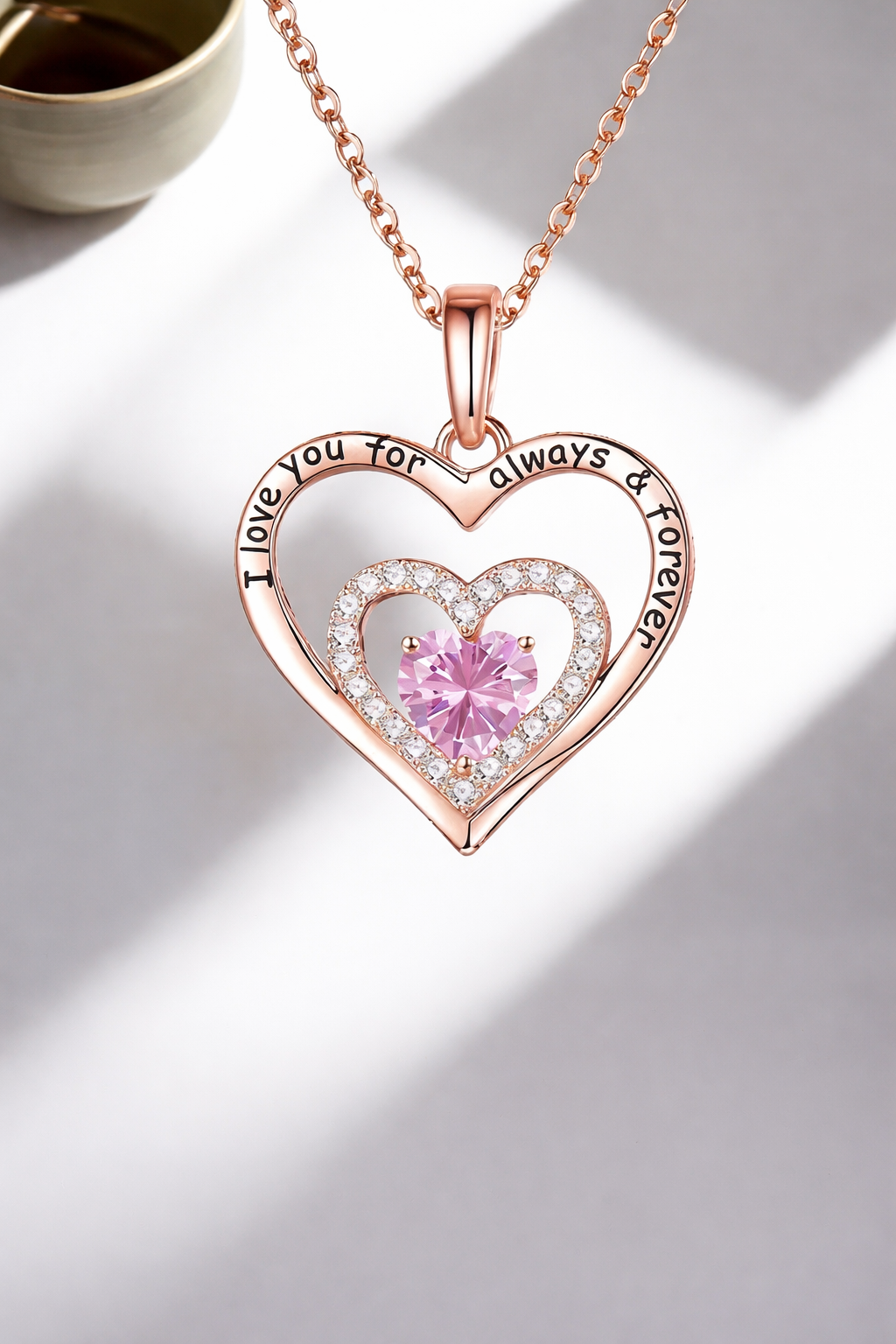 Ours Romantique avec Rose Éternelle & Bijou – Cadeau Inoubliable