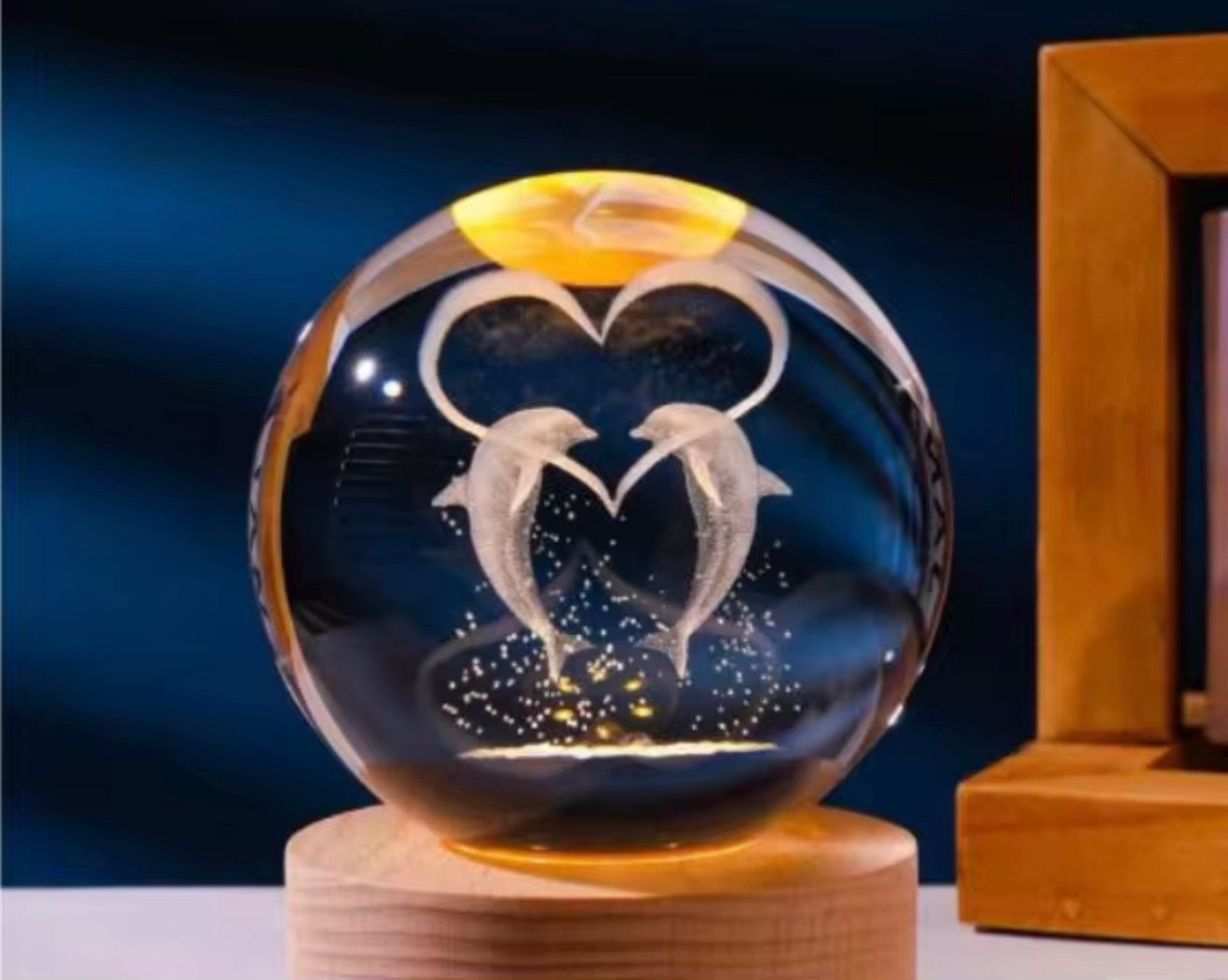 Lampe Cristal 3D Galaxie – Lampe LED Décorative avec Socle en Bois