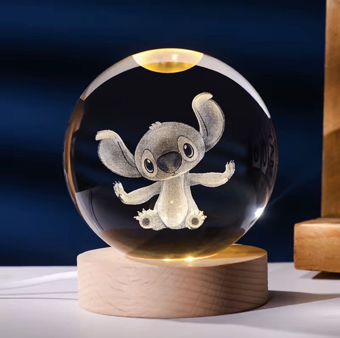 Lampe Cristal 3D Galaxie – Lampe LED Décorative avec Socle en Bois